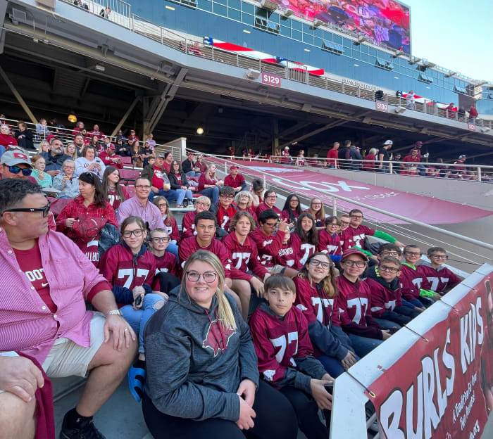 The Burls Kids represented by Baxter Regional Medical Center in attendance for the Razorback victory over Mississippi State.